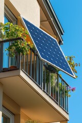 Wall Mural - Solar Panels on Apartment Balcony in Copenhagen, Denmark, Under Clear Sky