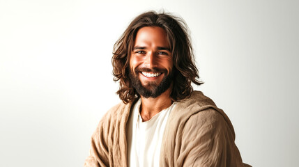 Sticker - Jesus Christ with smiling face isolated on white background