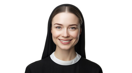 Sticker - nun with smiling face isolated on white background