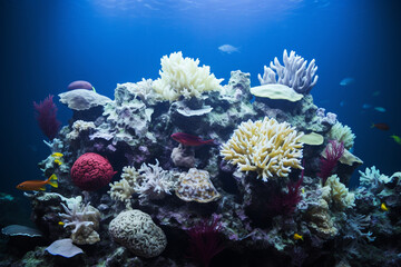 Wall Mural - coral reefs burst with a kaleidoscope of species and dynamic interactions, forging a pulsating and i