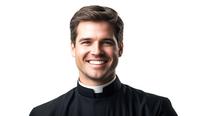 Sticker - priest with smiling face isolated on white background