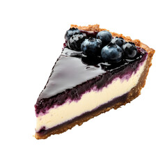 Wall Mural - a slice of blueberry cheesecake featuring a creamy filling with a blueberry topping and a crumbly crust the dessert is visually appealing. showcasing vibrant colors and textures. perfect for indulgenc