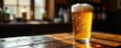 © photohappy - Frosty beer glass on worn pub table, sunlight dappled , macro, worn