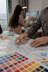 Wall Mural - drawing website ux ui app for mobile phone application and development template layout, ui developme