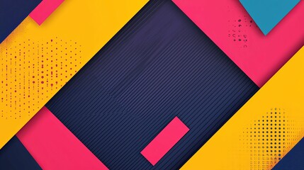 Wall Mural - a vibrant abstract background featuring geometric shapes in bright colors like pink, yellow, and blu
