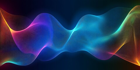 Poster - Vibrant Abstract Wave Background in Blue Red and Purple Gradient Lines : Generative AI