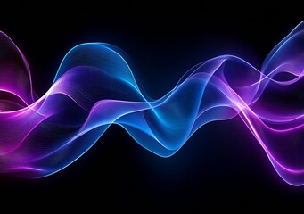 Leinwandbilder - Vibrant Flowing Neon Waves on Dark Background Aesthetic Digital Art : Generative AI