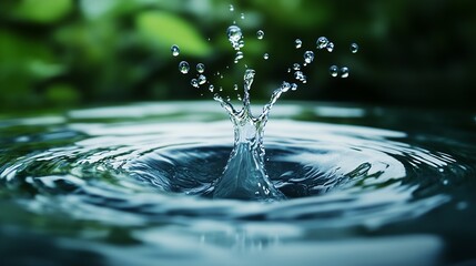 Aufkleber - Crystal Clear Water Splash in Nature Background Perfect for Refreshing Themes : Generative AI