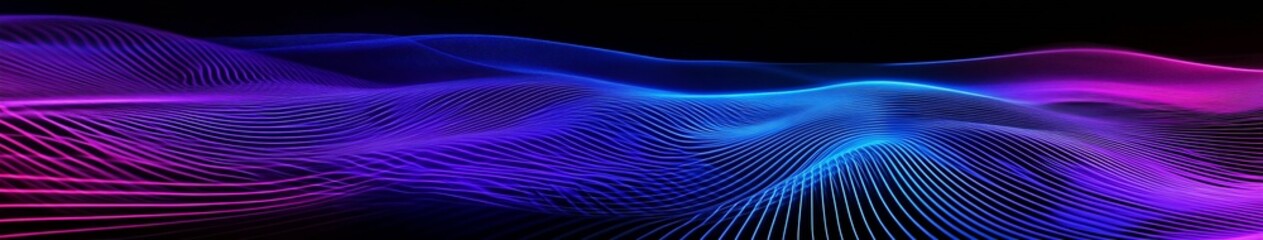 Poster - Vibrant Abstract Wave Patterns in Blue and Purple Offering Futuristic Design Aesthetics : Generative AI