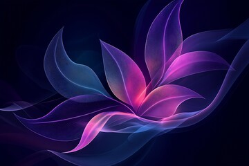 Aufkleber - Dynamic Abstract Design Featuring Flowing Purple and Blue Leaves in Motion : Generative AI