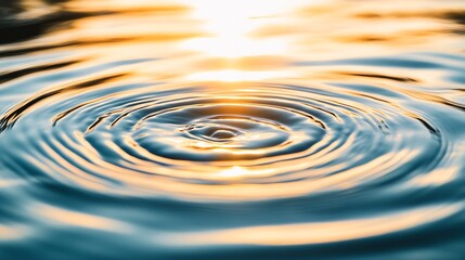 Poster - Golden Hour Water Ripples with Stunning Sunset Reflections in Outdoor Scene : Generative AI