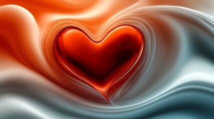 Aufkleber - Vibrant Abstract Heart Design in Warm Red and Cool Blue Tones Perfect for Valentines Greeting Cards : Generative AI
