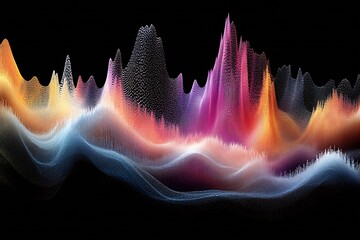 Leinwandbilder - Colorful abstract wave patterns in a striking vibrant digital landscape : Generative AI