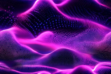 Leinwandbilder - Vibrant Abstract Digital Landscape with Glowing Pink and Purple Waves for Modern Design Background : Generative AI