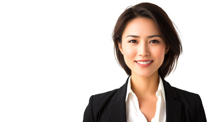 Sticker - professional asian female businesswoman with smiling face isolated on white background