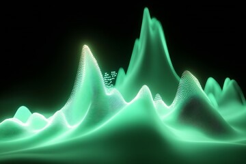 Aufkleber - Abstract Neon Wireframe Wave Concept with Detailed Particle Effects : Generative AI