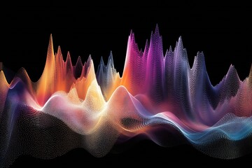 Fototapete - Vibrant Abstract Colorful Gradient Waves on Black Background Digital Art : Generative AI