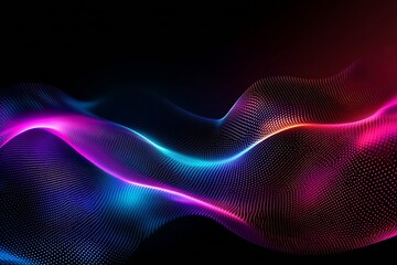 Fototapete - Vibrant Particle Flow in Abstract Digital Wave with Neon Colors on Black Background : Generative AI