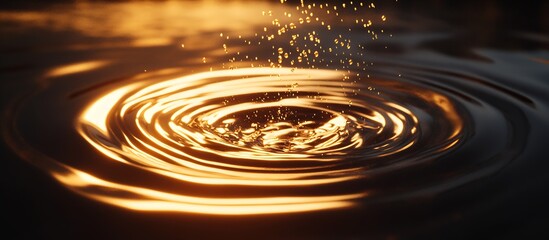 Aufkleber - Burst of Golden Water Splashing Ripple During Sunset Light Reflection : Generative AI
