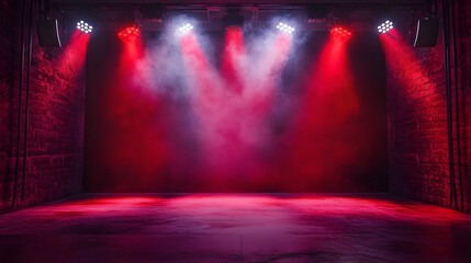 Wall Mural - dynamic red gritty spotlight stage design, wwe style edged background