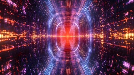 Abstract technology background features a mesmerizing binary code pattern, creating a digital matrix that symbolizes the intricate world of programming and computer technology