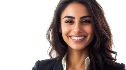 Sticker - professional indian female businesswoman with smiling face isolated on white background