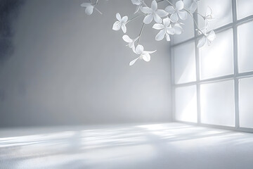 Wall Mural - stock photo features a simple and elegant grey gradient background, providing a neutral and versatil