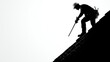 © NewMaii - Silhouette of a construction worker on a roof, showcasing dedication and effort in the building trade against a bright backdrop.