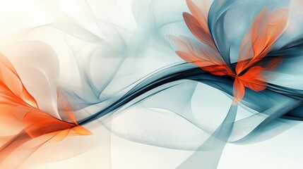 Poster - Elegant Abstract Floral Design with Graceful Swirls of Soft Colors and Light Effects