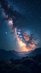 Wall Mural - Captivating Cosmic Display: Twinkling Stars, Dazzling Trails, and Earth's Connection to the Endless Universe, vertical orientation.
