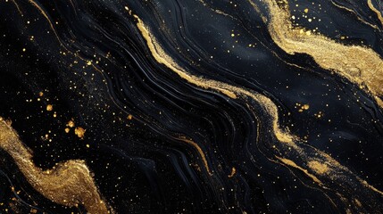 Aufkleber - Elegant Abstract Cosmic Background Featuring Black Textures Accentuated with Deep Gold and Metallic Accents for Modern Aesthetic Designs