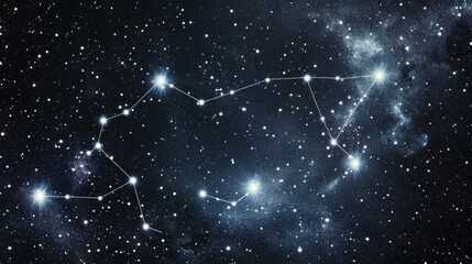 Wall Mural - Abstract Night Sky with Constellations and Bright Stars in a Deep Space Background