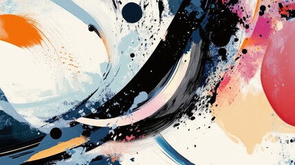 Aufkleber - Vibrant Abstract Composition with Dynamic Brushstrokes and Organic Shapes in Natural Color Palette
