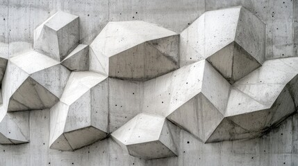 Leinwandbilder - Geometric Abstract Concrete Wall with Textured Shapes and Contemporary Architectural Design