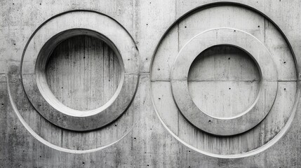 Poster - Textured concrete wall design with circular elements showcasing an abstract yet industrial aesthetic for architectural inspiration