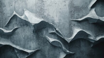 Leinwandbilder - Textured Abstract Concrete Wall with Wavy Forms and Gritty Surface Ideal for Backgrounds in Modern Design and Architectural Projects