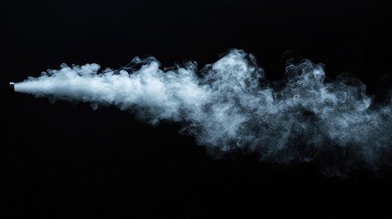 Fototapete - Stream of mist and vapor from an atomizer against a dark background creating a dynamic and captivating visual effect