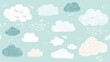 Hand-drawn clouds on blue background 