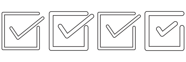 Wall Mural - check box icon with correct with different line width. approved symbol. accept checkmark icons green