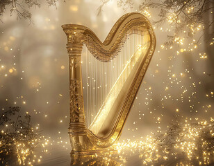 Wall Mural - Golden Harp in Lights