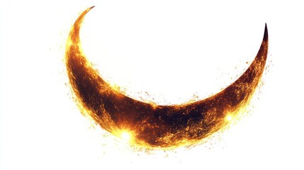 Sticker - A fiery crescent moon blazing with golden sparks. Ideal for Ramadan, Eid, or fantasy designs.