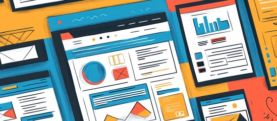 A collage of web pages with different data visualizations, charts, and graphs.