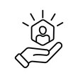 © Siti - customer care icon with thin line hands. simple linear trend human resource logotype graphic stroke design. concept of individual people choice or good feedback