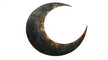 Wall Mural - A dark crescent moon with an etched design. Ideal for fantasy, mystical or celestial themed projects.