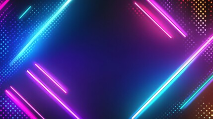 Wall Mural - Vibrant Neon Lines and Dots Abstract Background