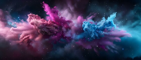 Wall Mural - vibrant cosmic clouds in stunning pink, purple, and blue tones with stars in a vast galaxy backgroun