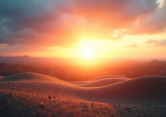 Canvas Print - Sunset over rolling sand dunes creates a serene and picturesque desert landscape