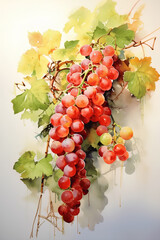 Wall Mural - bunch of grapes watercolor