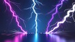 © Art Collection - Electrifying neon streaks of light in sharp contrast against a dark night sky, ideal for gaming, tech, or sci-fi themed graphics.