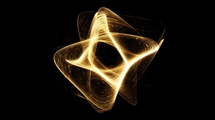 Wall Mural - dynamic golden light swirl animation abstract digital art dark background close-up visual aesthetics